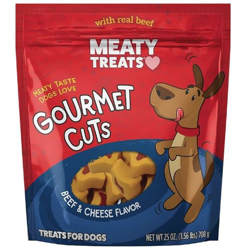 25oz Gourmet Cuts Beef and Cheese - Premium Meaty Treats for Dogs, Made with Real Beef