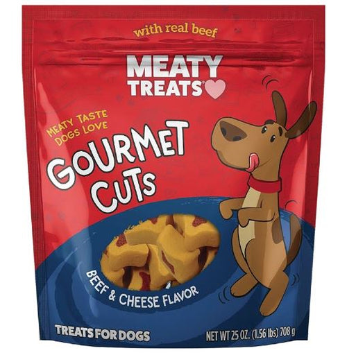 25oz Gourmet Cuts Beef and Cheese - Premium Meaty Treats for Dogs, Made with Real Beef