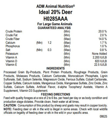 50 Lbs. IDEAL 20% Deer Feed Pellets
