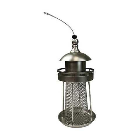 Silver Lighthouse Metal Bird Feeder - Coastal Charm, Durable Construction, Weather-Resistant Finish