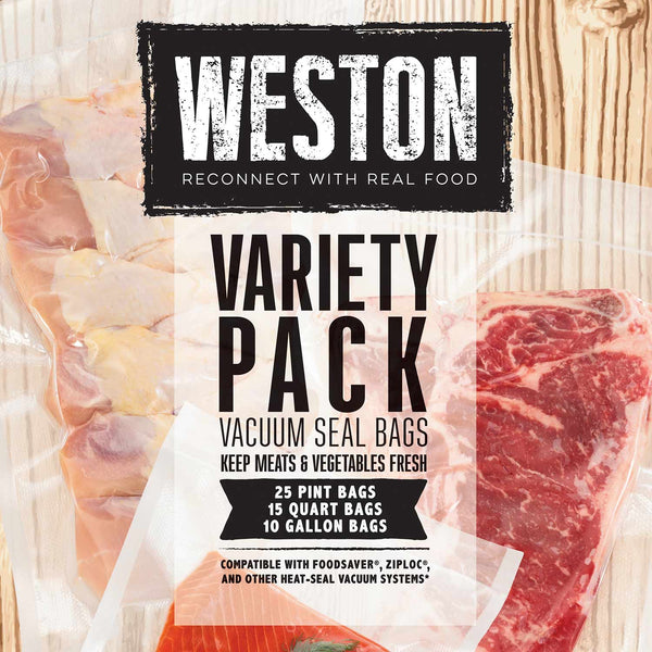 Weston Vacuum Sealer Bags, Variety Pack, 50 Pre-Cut Bags