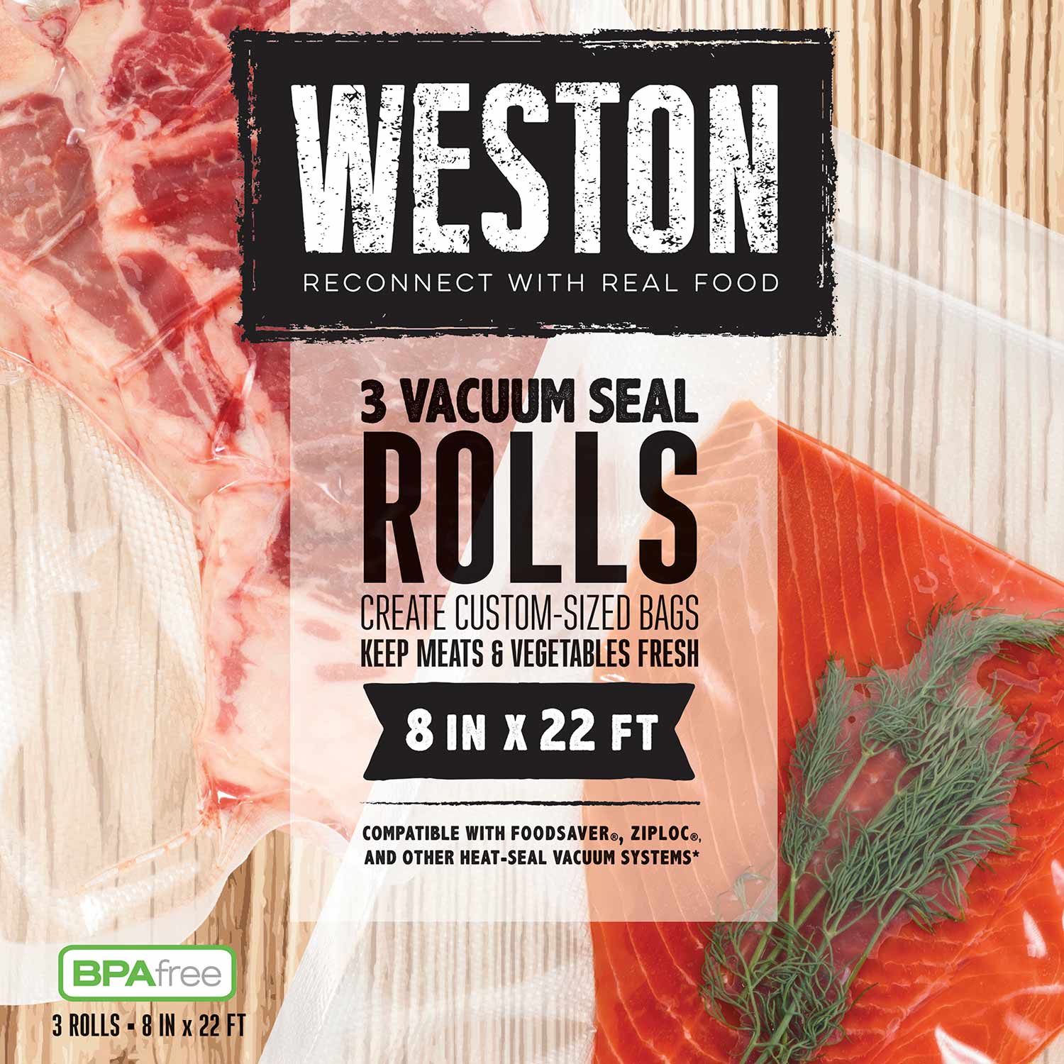 Weston Vacuum Sealer Bags, 8 In X 22 Ft Roll 3-Pack – Standish Milling ...