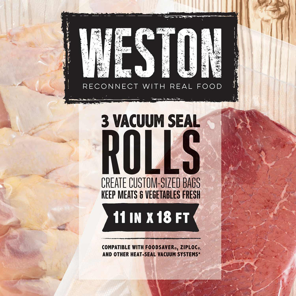 Weston Vacuum Sealer Bags, 11 In X 18 Ft Roll 3-Pack