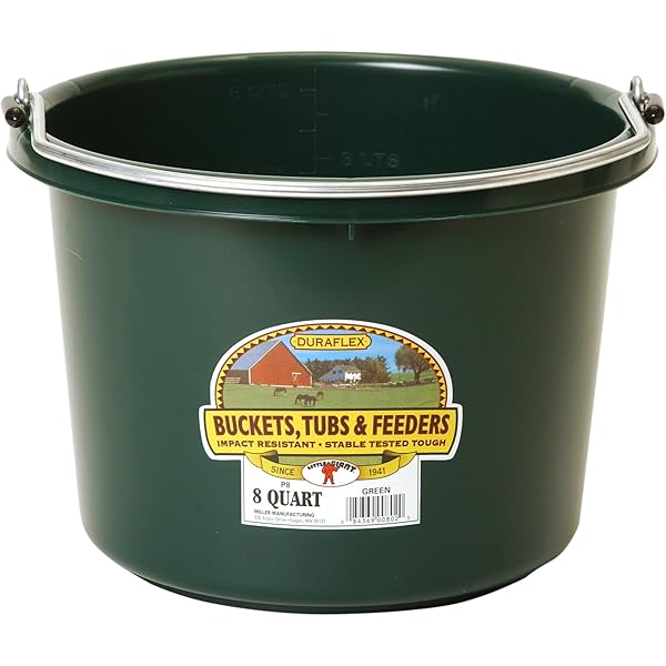 8Qt Miller Green Plastic Bucket with Handle