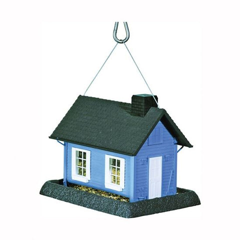Blue Cottage Chimney Fill Plastic Bird Feeder