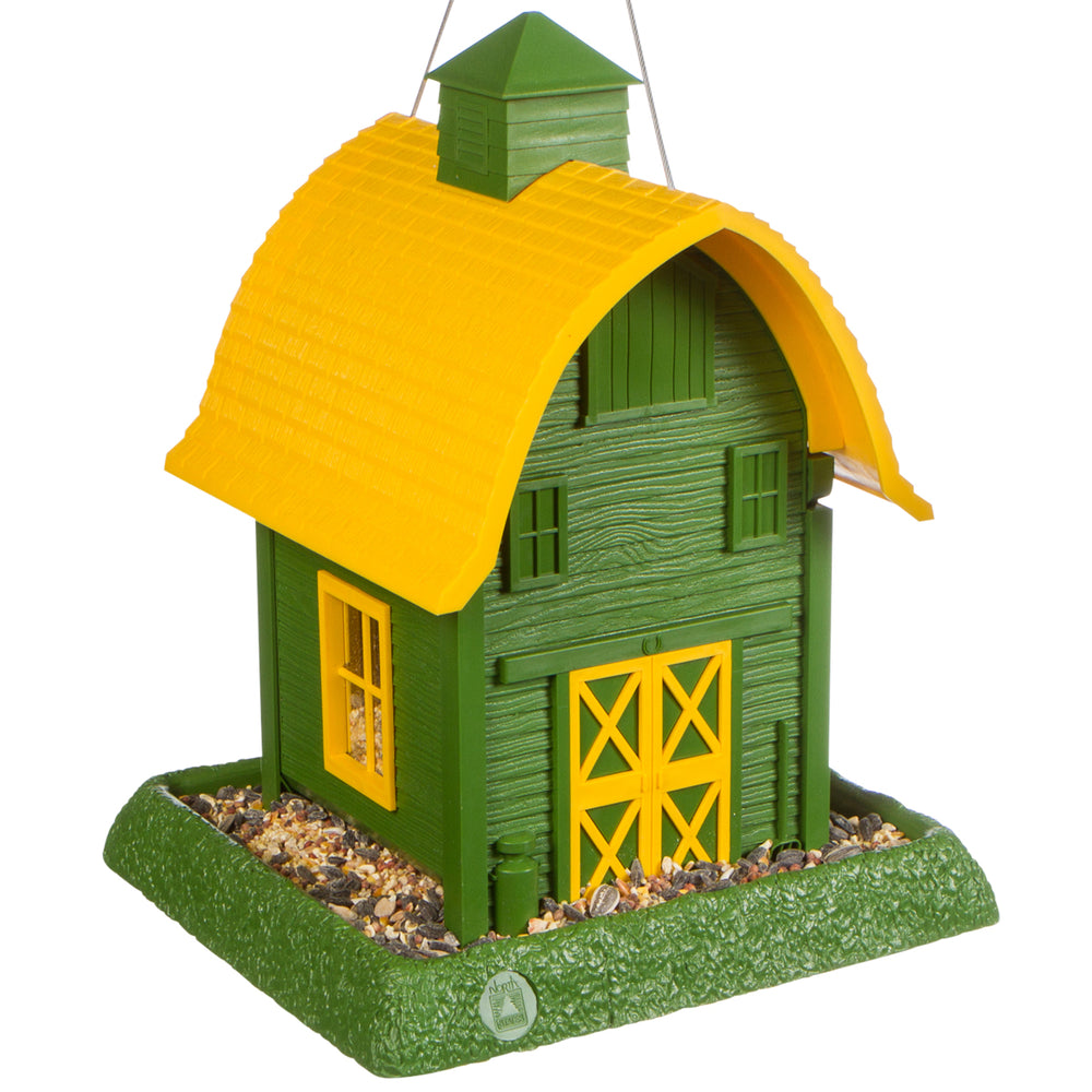 Rustic Green Barn Plastic Bird Feeder