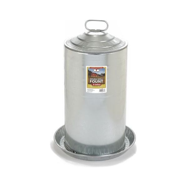 8 Gallon Double Wall Metal Poultry Fountain