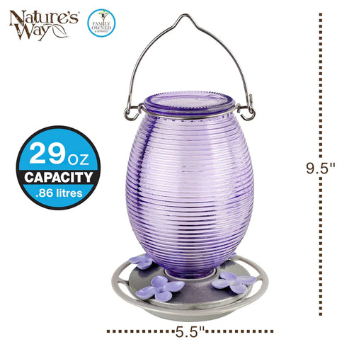 29oz Nature's Way Lilac Dreams Antique Glass Hummingbird Feeder