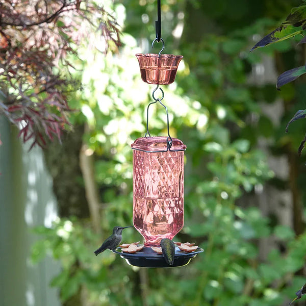 23oz Nature's Way Rosewood Column Antique Hummingbird Feeder with Ant Moat