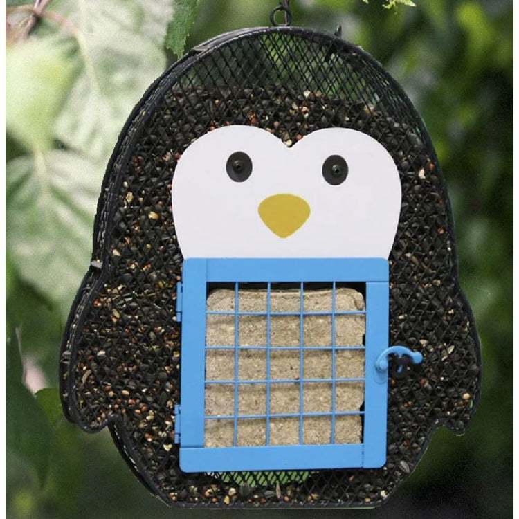 Penguin Suet 'n Seed Bird Feeder for Suet Cakes and Sunflower Seeds