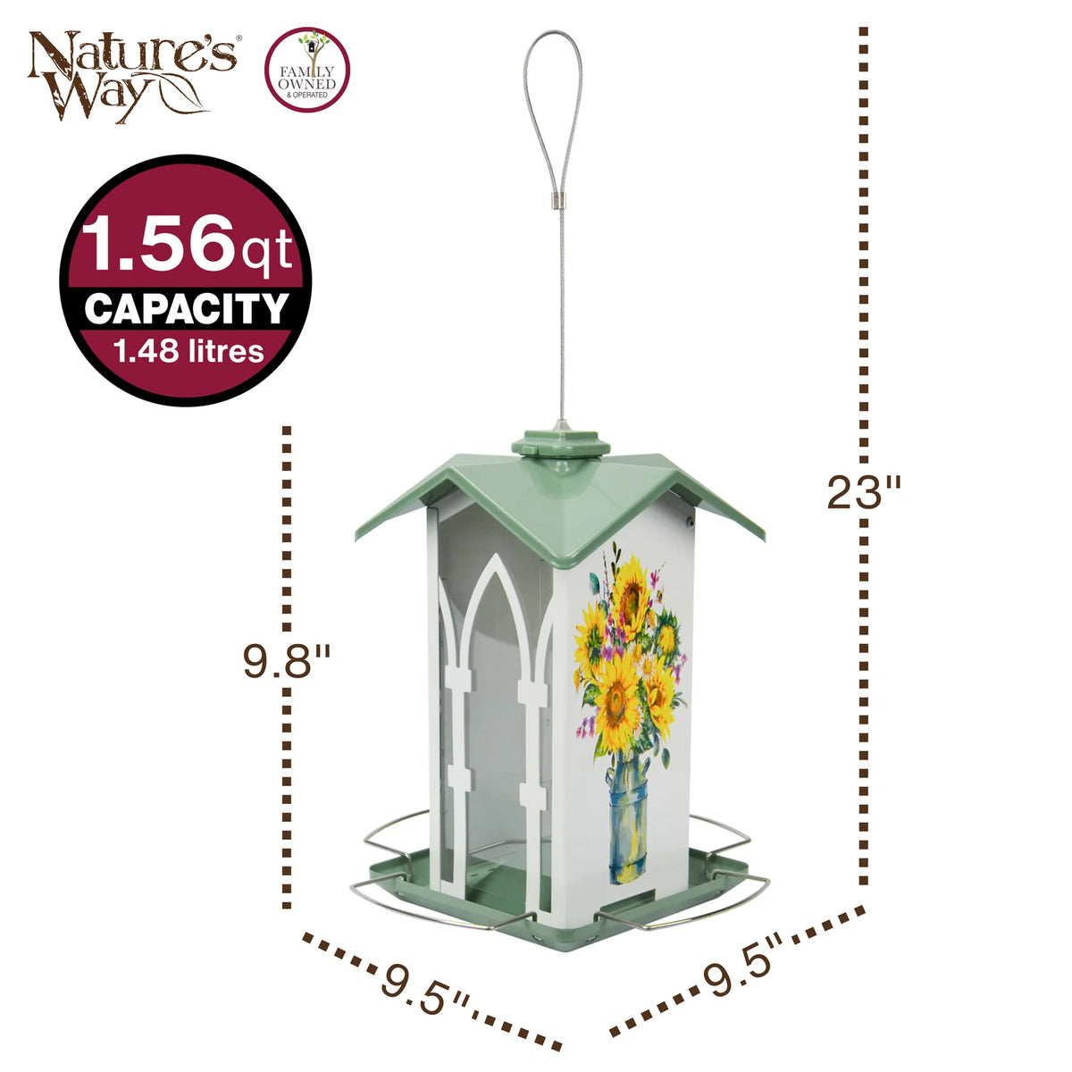 1.5 Qt. Nature's Way Country Cottage Metal Gazebo Bird Feeder