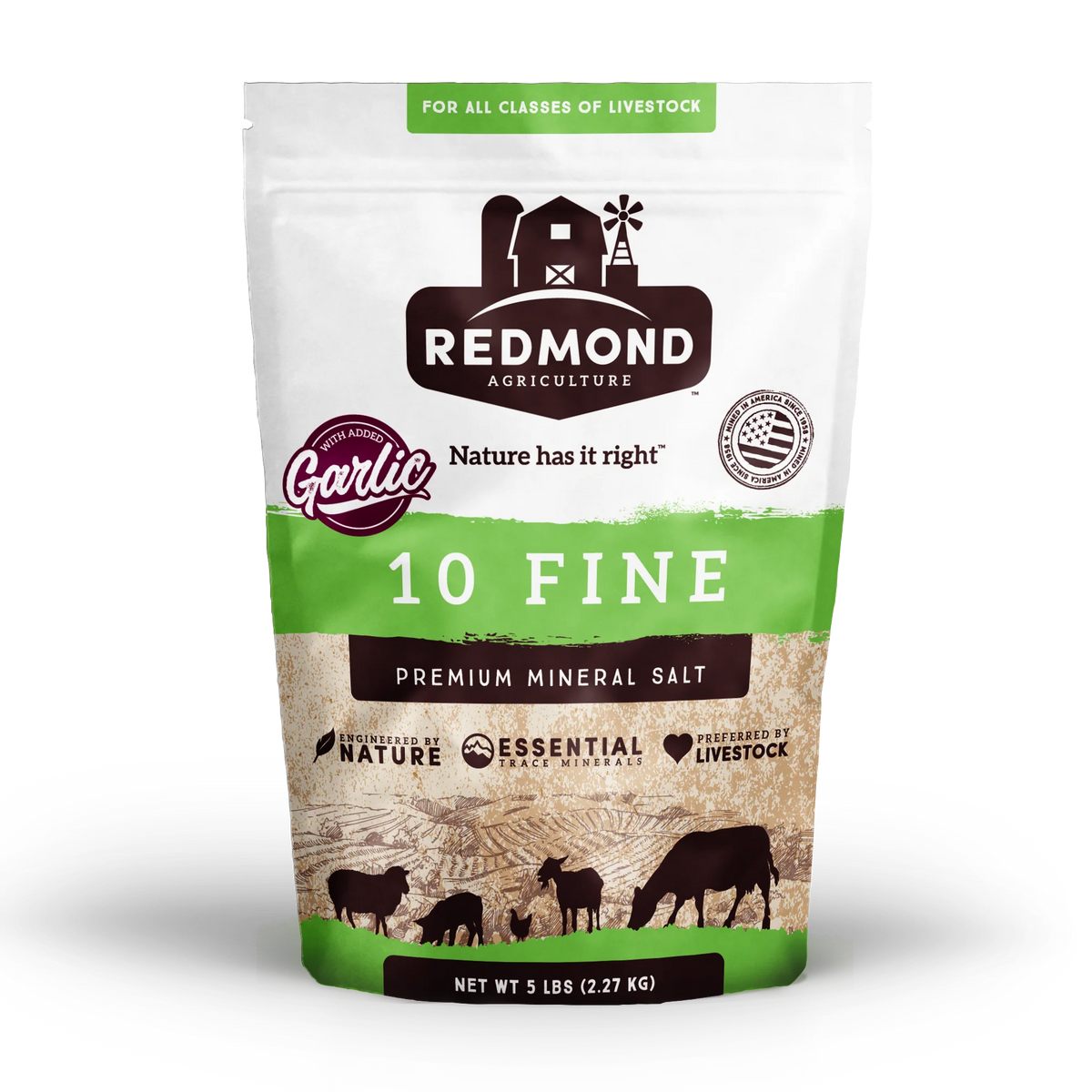 5lb Redmond 10 Fine Salt with Garlic - Natural Pest Control for Livestock Health