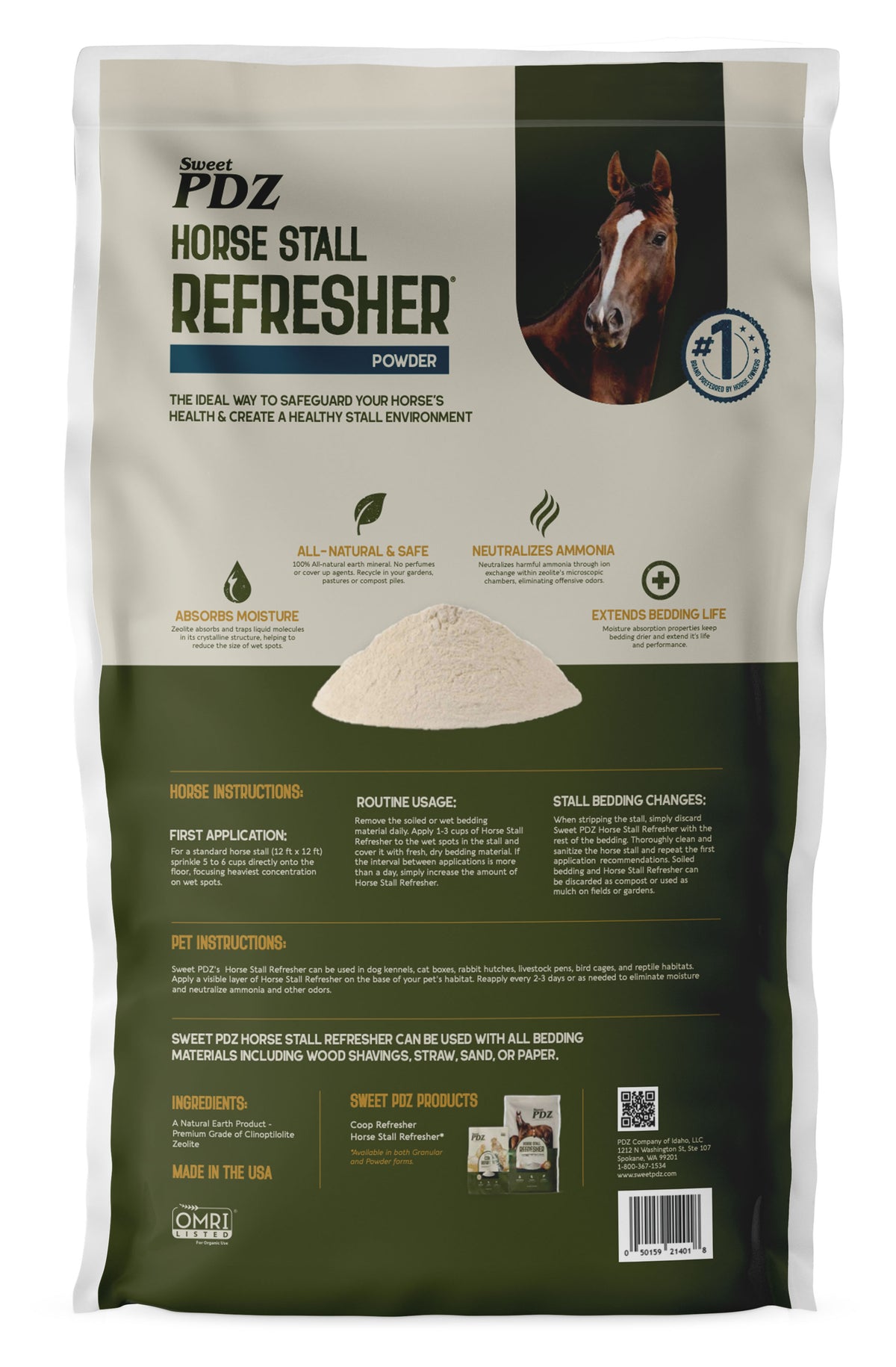 40 Lbs Sweet PDZ Horse Stall Refresher Powder