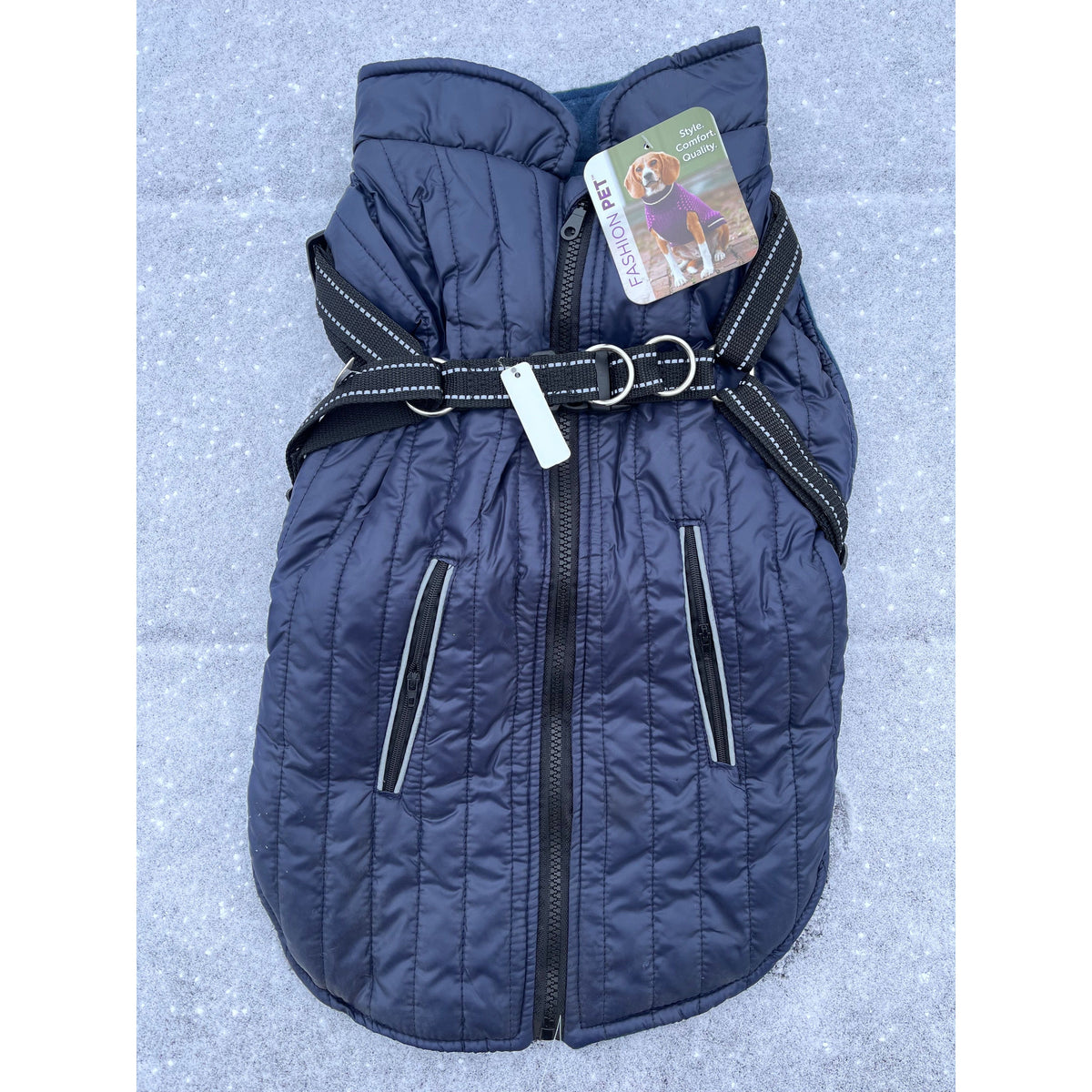 Fashion Pet Navy Blue Harness Dog Coat