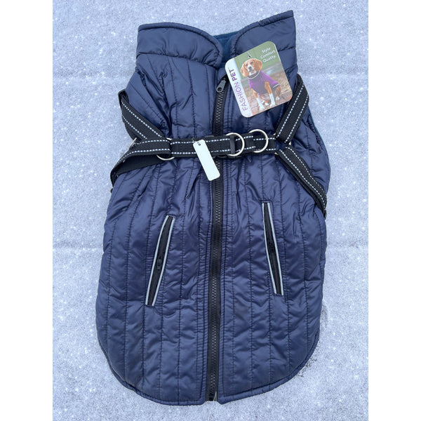 Fashion Pet Navy Blue Harness Dog Coat