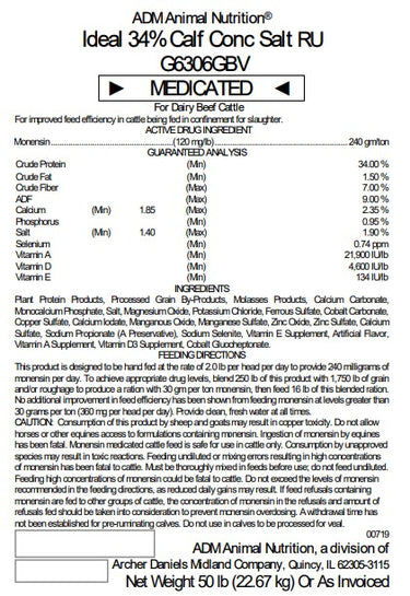 50 Lbs. 34% Calf Concentrate w/ Rumensin