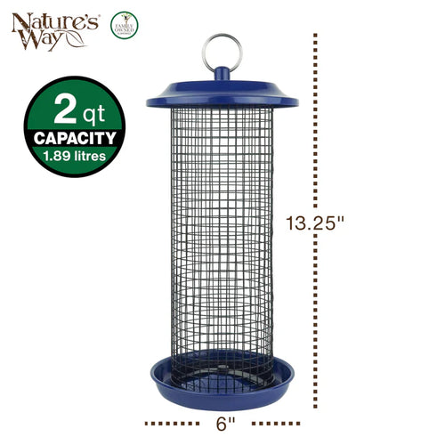 2 Qt. Nature's Way Cobalt Metal Mesh Mixed Seed & Peanut Bird Feeder
