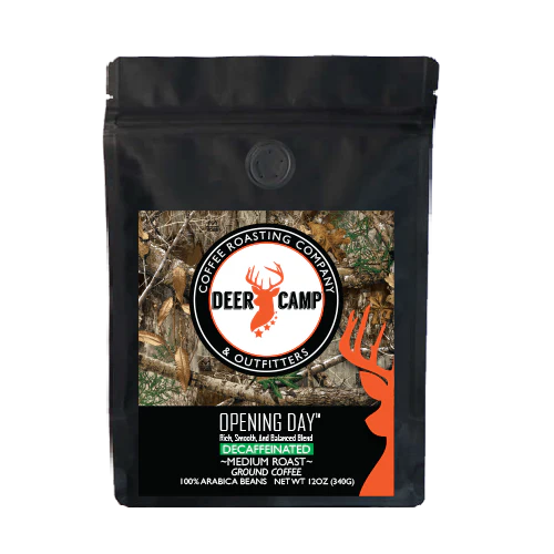 12oz Deer Camp Coffee Grounds - Opening Day Decaf