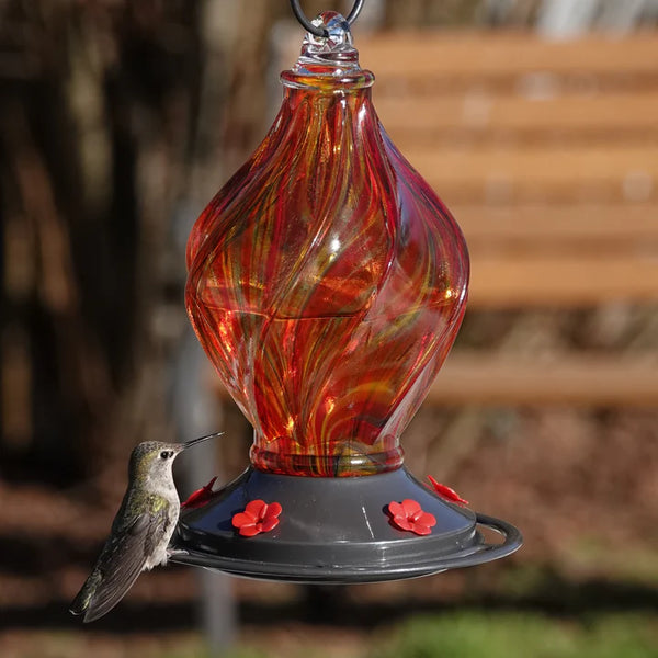 13oz Nature's Way EcoCycle Sunburst Sipper Handblown Recycled Glass Hummingbird Feeder