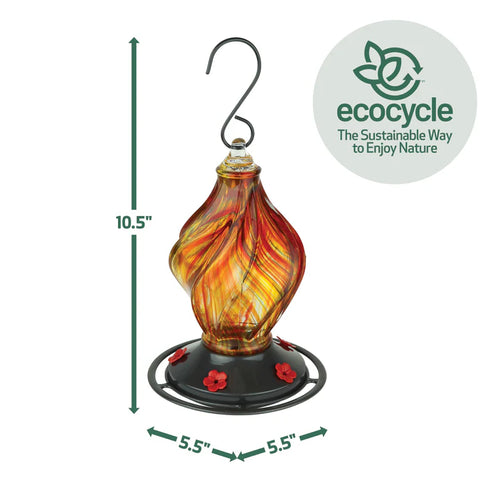 13oz Nature's Way EcoCycle Sunburst Sipper Handblown Recycled Glass Hummingbird Feeder