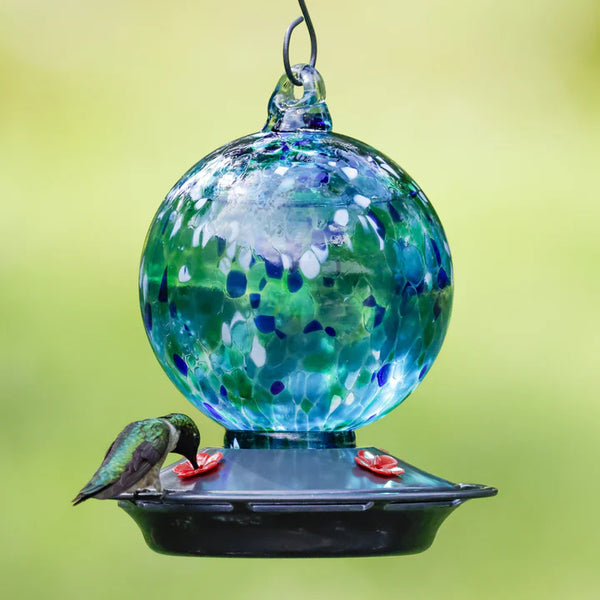 19oz Nature's Way EcoCycle Garden Globe Handblown Recycled Glass Hummingbird Feeder