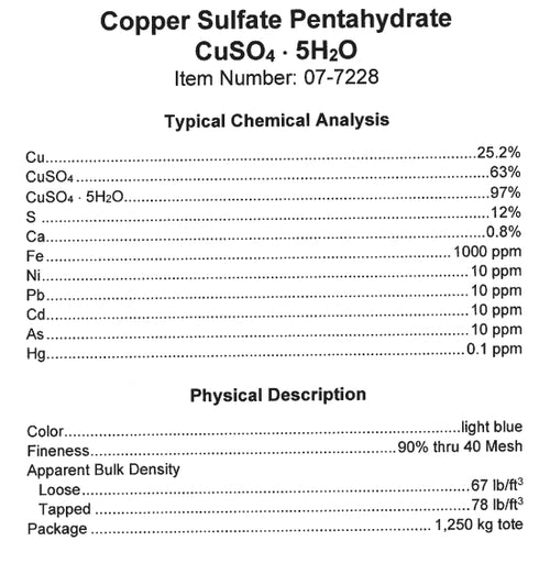 50 Lbs. Copper Sulfate Fine Feed Grade