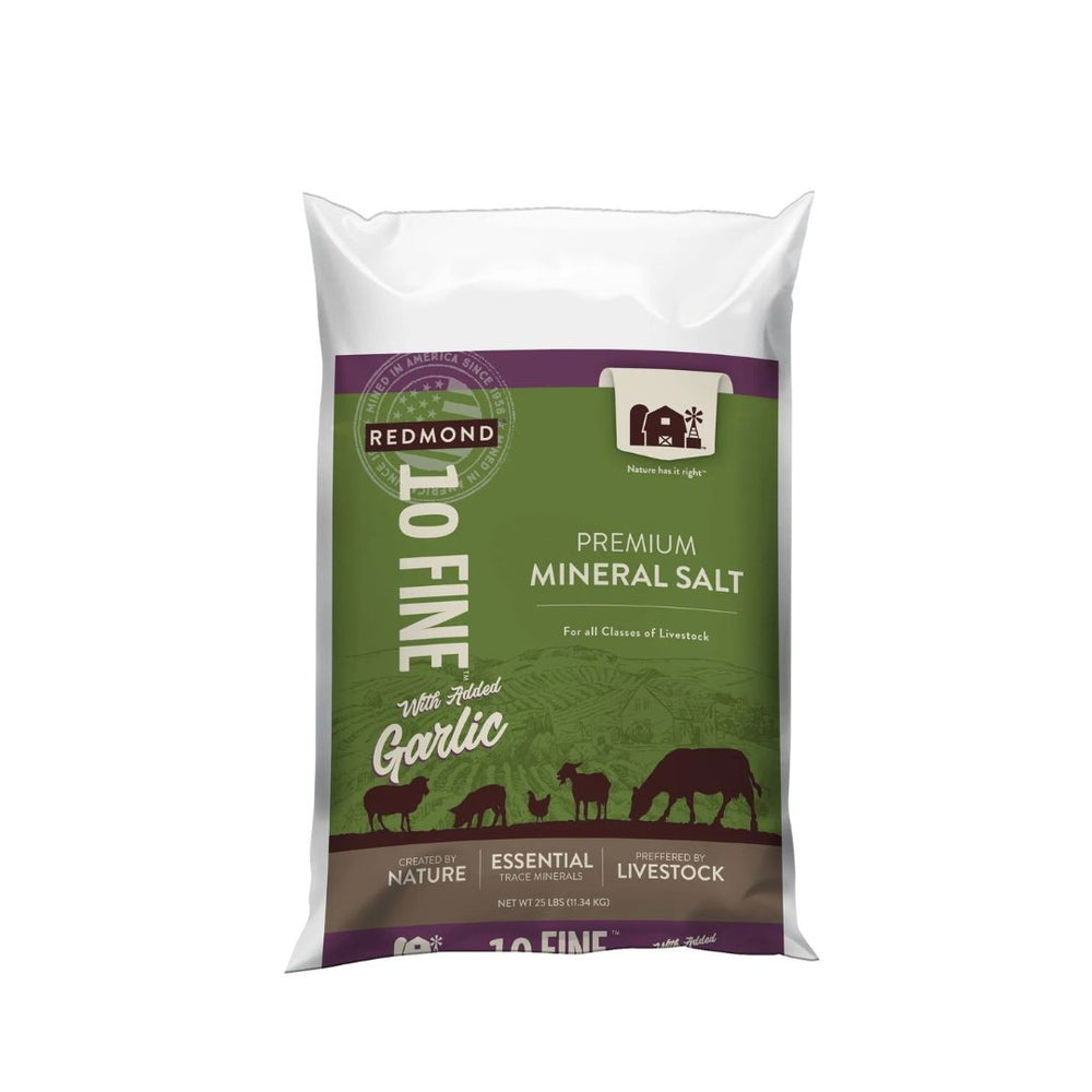 50lb Redmond 10 Fine Salt with Garlic - Natural Pest Control for Livestock Health and Nutrition