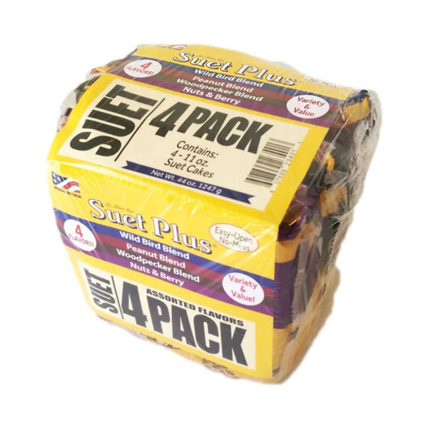 4pk Wildlife Science Variety Suet - Wild Bird Blend, Peanut Blend, Woodpecker Blend, & Nuts and Berry