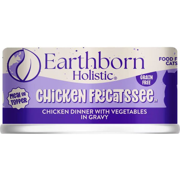 5.5 oz Earthborn Chicken Fricatssee Canned Cat Food (Chicken Dinner With Vegetables In Gravy)