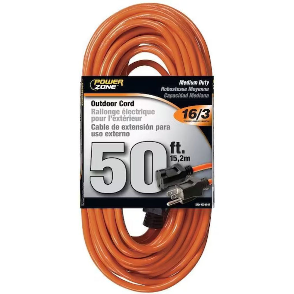 Power Zone Orange 50ft Outdoor Extension Cord - 16/3