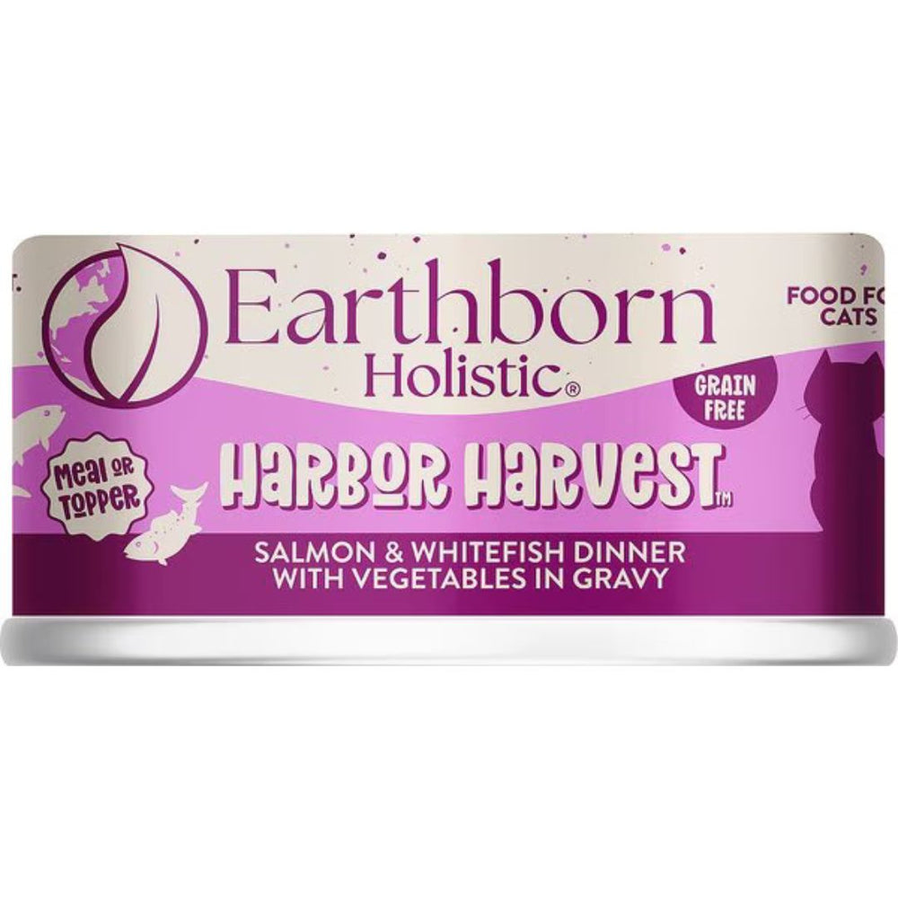 5.5oz Earthborn Harbor Harvest Canned Cat & Kitten Food (Salmon & Whitefish With Vegetables In Gravy)