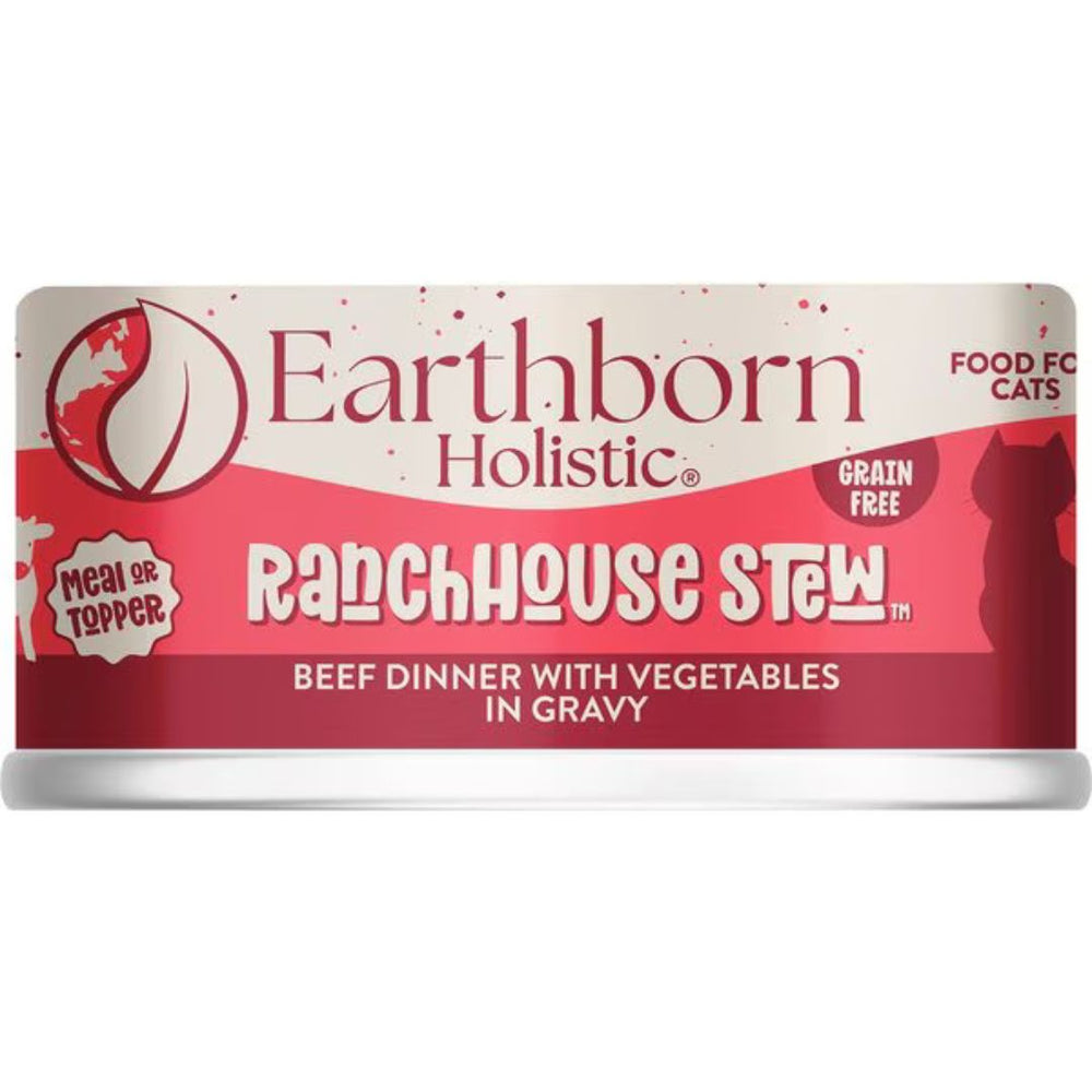5.5oz Earthborn Ranch House Stew Canned Cat Food (Beef Dinner With Vegetables In Gravy)
