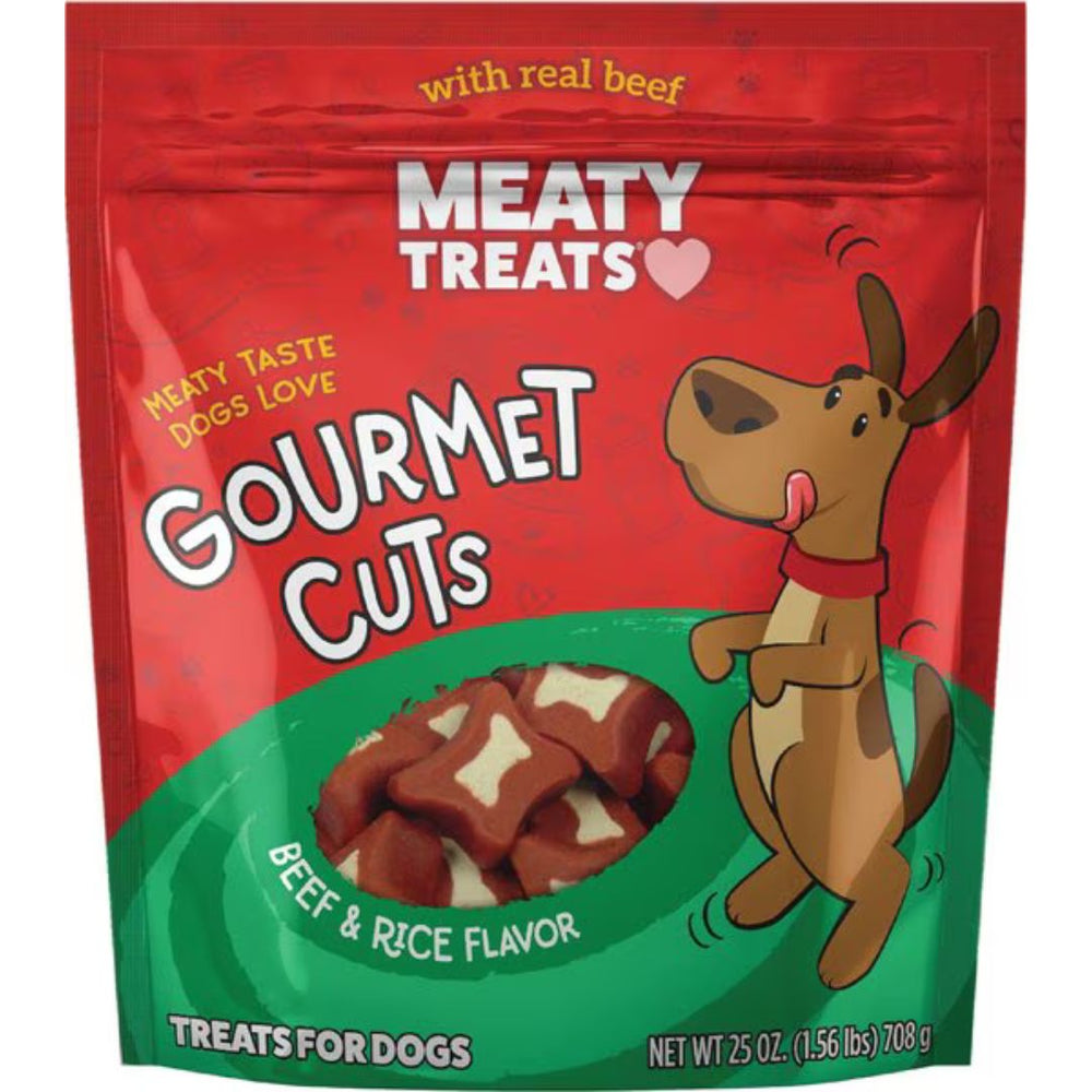25oz Gourmet Cuts Beef and Rice - Premium Meaty Treats for Dogs, Made with Real Beef