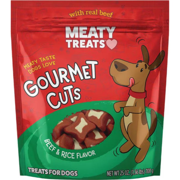 25oz Gourmet Cuts Beef and Rice - Premium Meaty Treats for Dogs, Made with Real Beef