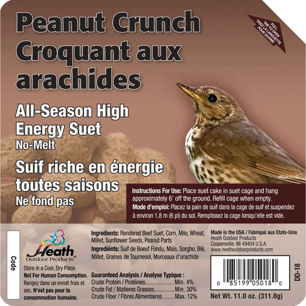 11oz Peanut Crunch Suet Nutrient-Rich Wild Bird Treats