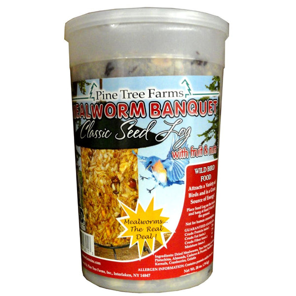 72oz Pine Tree Farms Classic Mealworm Fruit & Nut Seed Log