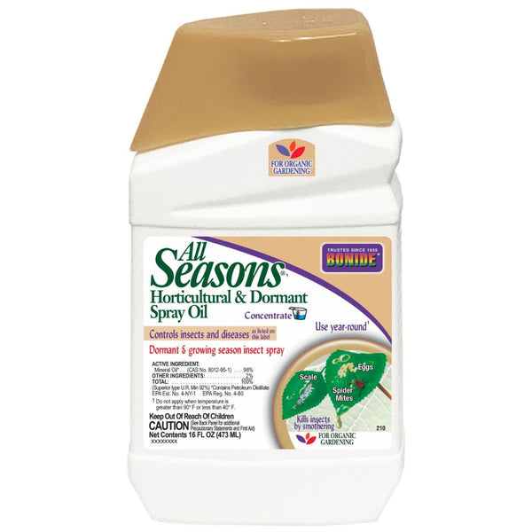 1 Pt. Bonide All Seasons Horticultural & Dormant Spray Oil - Year-Round Insect Control for Trees, Shrubs, and Gardens