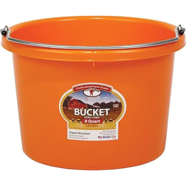 8Qt Miller Orange Plastic Bucket with Handle