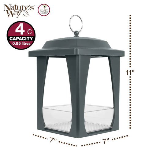 Nature's Way Dine-in-Hanging Plastic Fly Through Bird Feeder - Gray