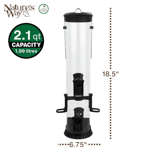 2.1 Qt. Nature's Way Large Black Plastic Tube Bird Feeder