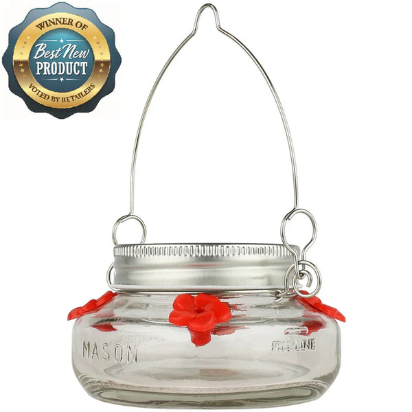 6oz Nature's Way Mason Jar Glass Hummingbird Feeder