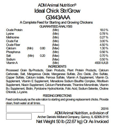 50 lb. Poultry Feed-Ideal Chick Starter Grower