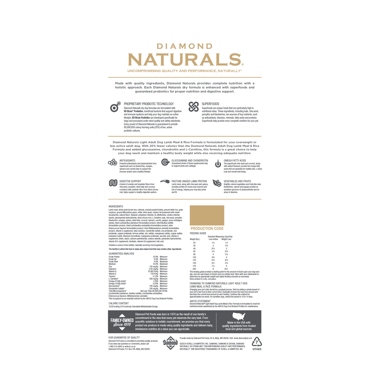 Diamond Light Lamb & Rice Dry Dog Food