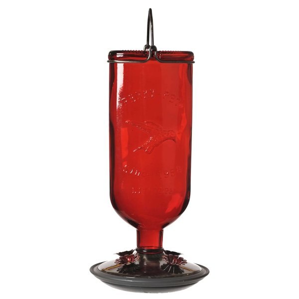16oz Perky Pet Antique Red Glass Hummingbird Feeder