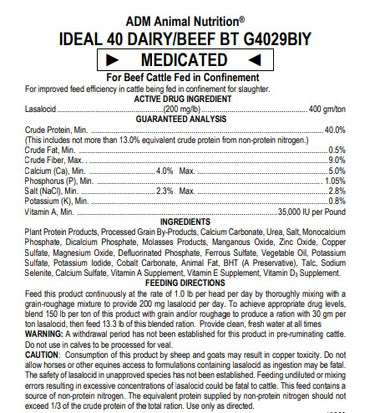 50 Lbs. Ideal 40 Dairy/Beef BT Beef Cattle Feed