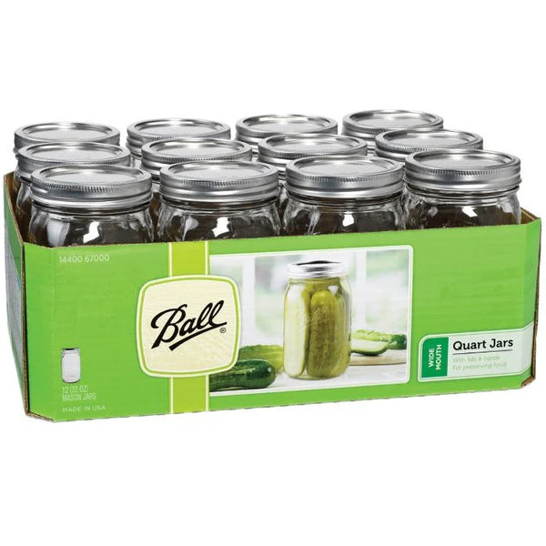 Wide Mouth Canning Mason Jars - Case of 12