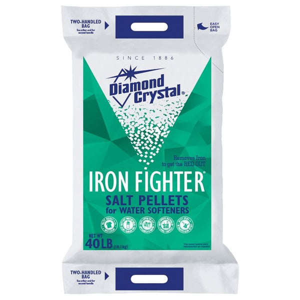 Diamond Crystal Iron Fighter Water Softener Salt Pellets - 40.0 lbs Bag | Rust and Iron Removal Solution