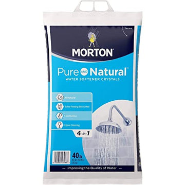 Morton Pure & Natural Solar Salt 40.0 lbs Bag - High-Quality Solar Salt Crystals for Water Softeners and Pool Care
