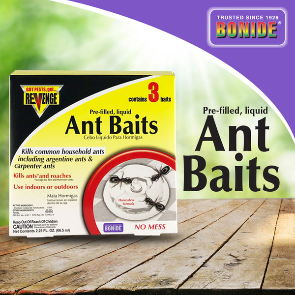 3PK REVENGE Ant Bait Trap - Highly Effective Ant Killer for Indoor and Outdoor Use - Pre-Filled and Ready to Use