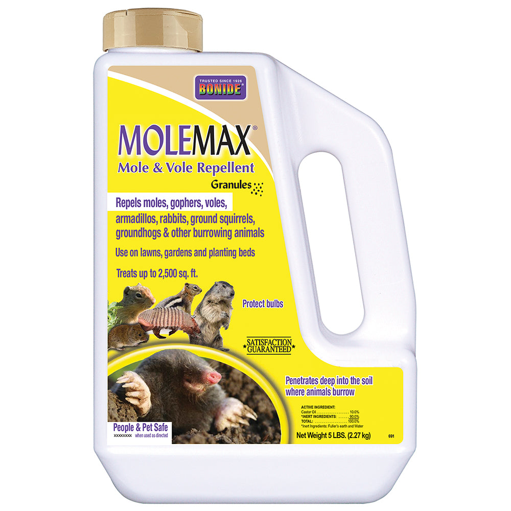 5lb MOLEMAX Mole Repellent - Highly Effective Mole Poison for Lawns and Gardens